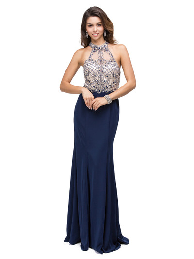 Dancing Queen 9777 Illusion Halter Neck Embellished Dress