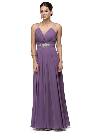 Dancing Queen 9539 V-neck Ruched Sleeveless Long Dress