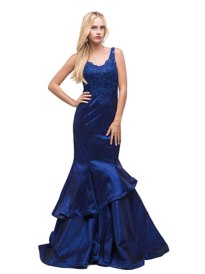 Dancing Queen 9457 Illusion V-Neck Trumpet Formal Long Dress