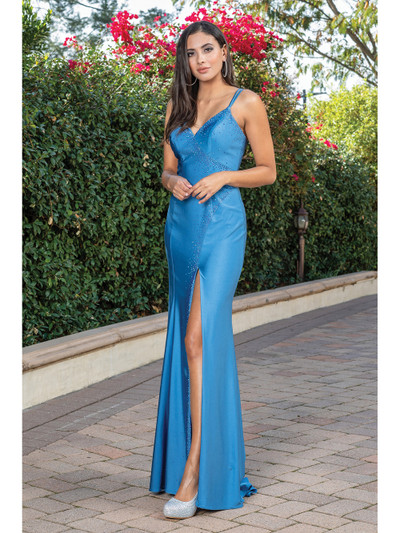 Dancing Queen 4274 Beaded Bodice V-Neck Sleeveless Dress