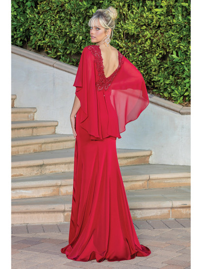 Dancing Queen 4265 Chiffon Short Sleeves Beaded Long Dress