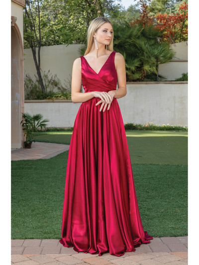 Dancing Queen 4262 Sleeveless V-Neck Pleated Bodice Dress