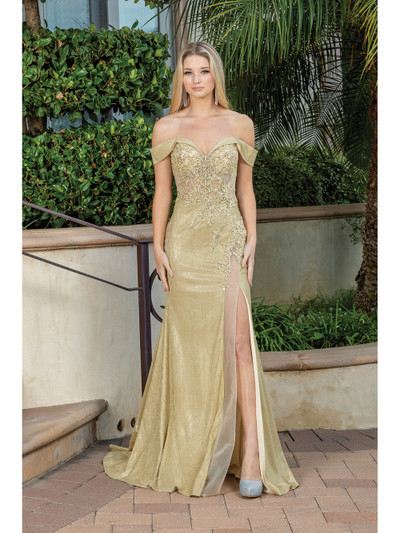 Dancing Queen 4253 Sequins Off-shoulder Embellished Dress
