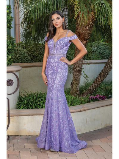 Dancing Queen 2772 Embellishments Deep Off-Shoulder Dress