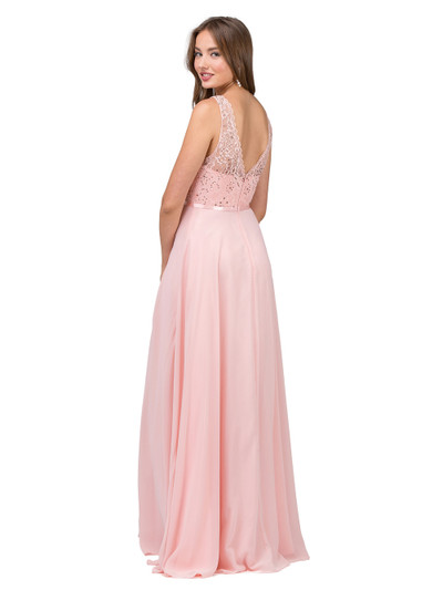 Dancing Queen 2267 Beaded Sleeveless Illusion V-Neck Dress