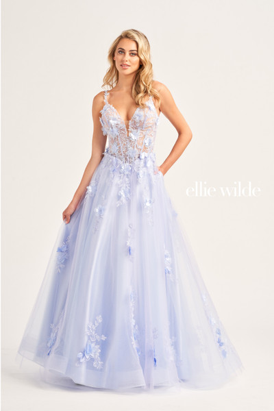 Ellie Wilde by Mon Cheri EW35122 Lace Applique Tulle Dress