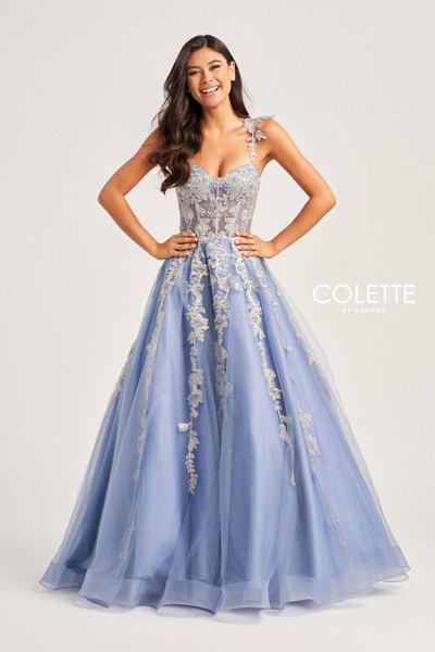 Colette by Daphne CL5165 Glitter Tulle Lace Straps Dress