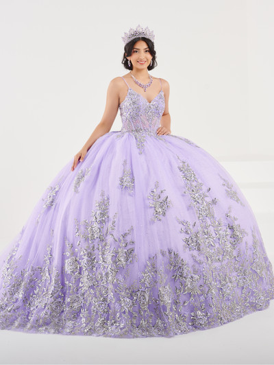 Fiesta Gowns 56491 Lace Tulle Spaghetti Strap Long Ball Gown