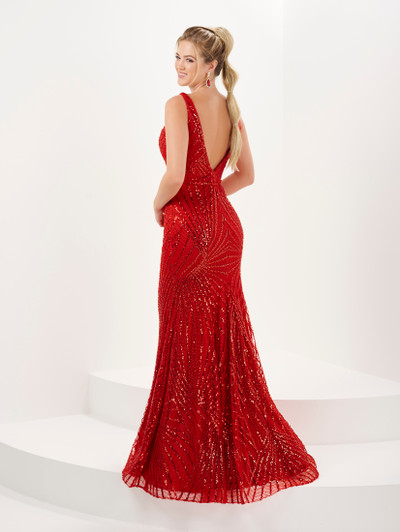 Tiffany Designs 16073 Sunburst Sequin Mesh Long Dress