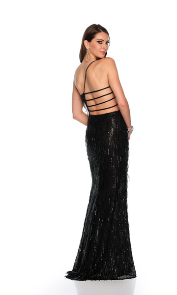 Dave and Johnny 11302 One Shoulder Sequin Cut Out Side Dress
