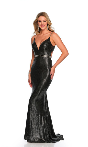 Dave and Johnny 11279 Sequin V-neck Sleeveless Long Dress