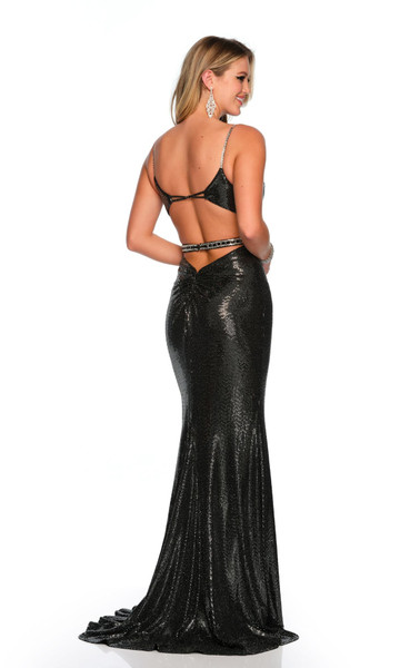 Dave and Johnny 11279 Sequin V-neck Sleeveless Long Dress