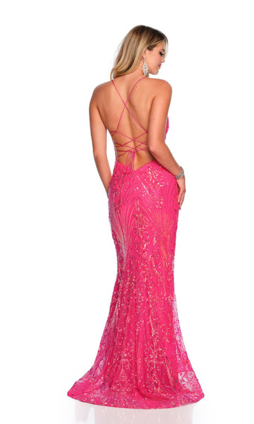 Dave and Johnny 11492 Sequin Print V-Neck Sleeveless Dress