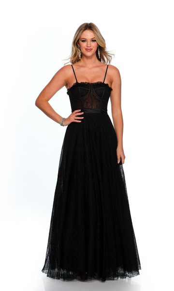 Dave and Johnny 11570 Sheer Bustier Bodice Sleeveless Dress
