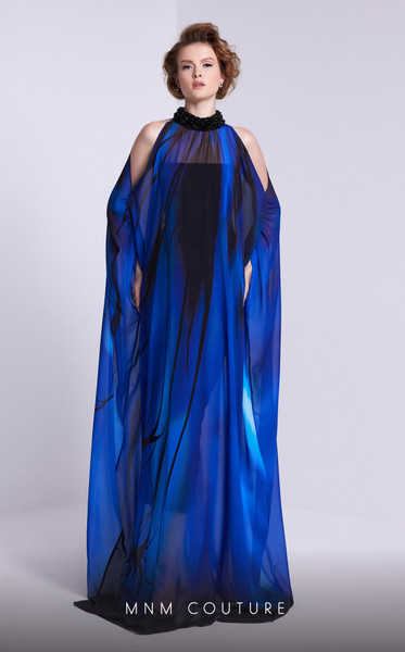 MNM Couture NA0101 High Neckline Floor Length Dress