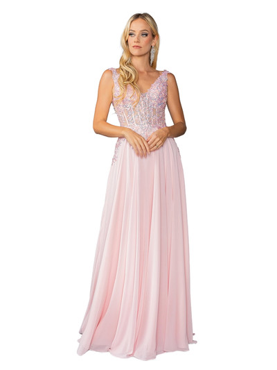 Dancing Queen 4446 Sleeveless Embroidered Bodice A-Line Gown