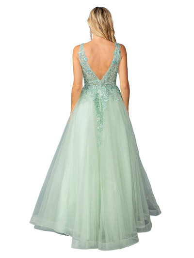 Dancing Queen 4430 Tulle Floral Applique Sleeveless Gown