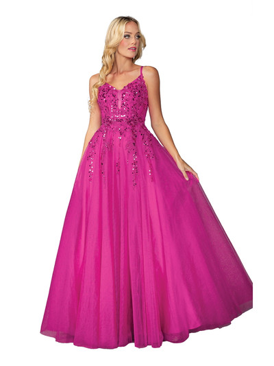 Dancing Queen 4437 Beaded Bodice Tulle Sleeveless Ballgown