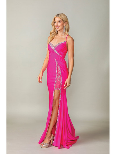 Dancing Queen 4405 Plunging Neckline Trumpet Sleeveless Gown