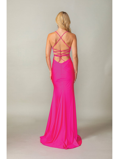 Dancing Queen 4405 Plunging Neckline Trumpet Sleeveless Gown