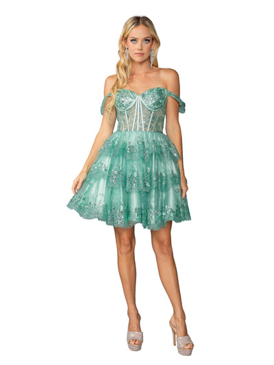 Dancing Queen 3400 Embellishments Off-Shoulder Short Dress