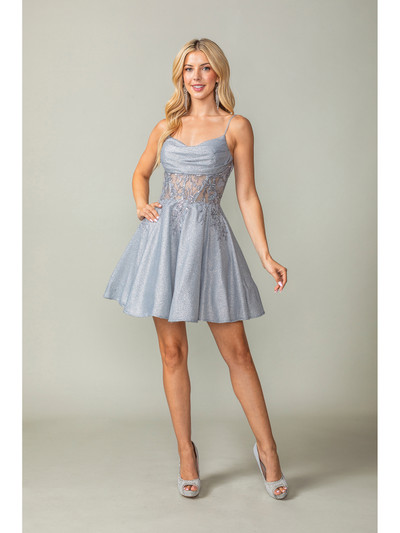 Dancing Queen 3386 Embroidered Bodice Sleeveless Short Dress