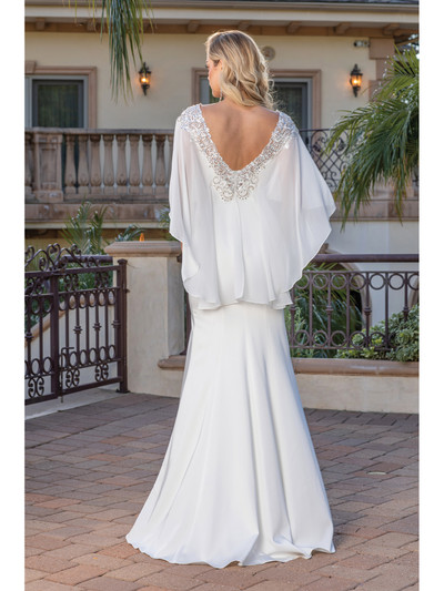 Dancing Queen 0262 Draped Sleeves Flowing Crepe Wedding Gown