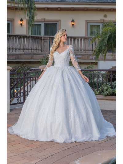 Dancing Queen 0185 Embellishments Sheer Long Sleeves Gown
