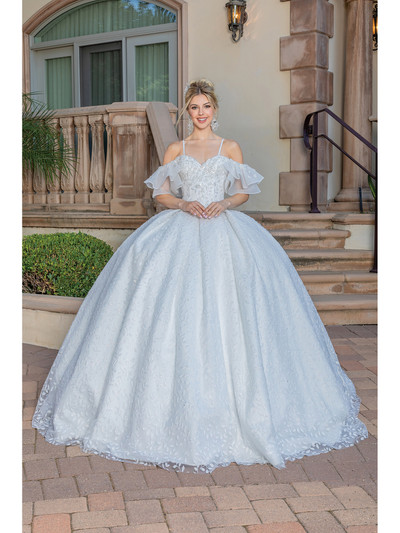 Dancing Queen 0228 Off-Shoulder Ruffled Sleeve Wedding Gown