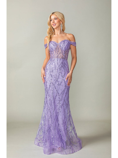 Dancing Queen 4370 Embellished Off-Shoulder Sleeves Gown
