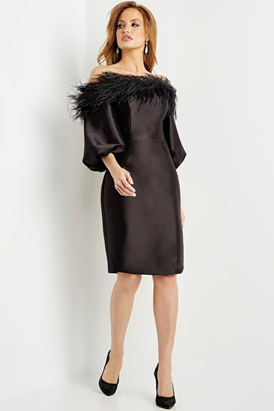 Jovani 08211 Mikado Off Shoulder Knee Length Cocktail Dress