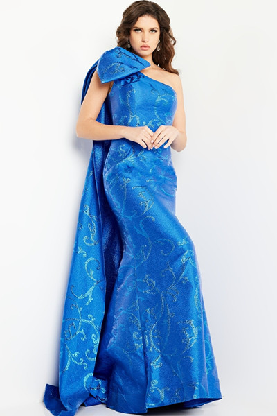 Jovani 23742 Jacquard One Shoulder Sleeveless Fitted Gown
