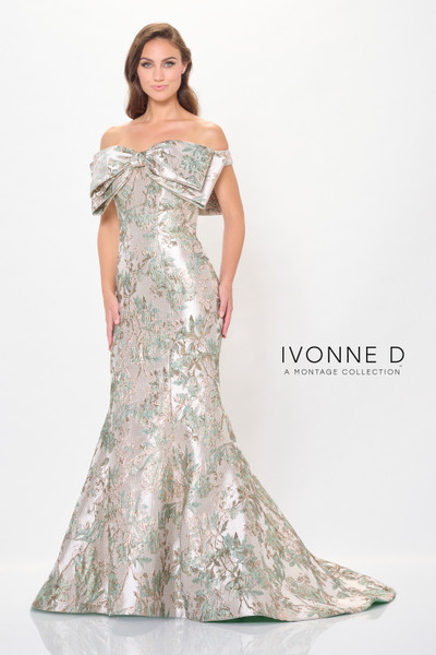 Ivonne D by Mon Cheri ID6203 Brocade Off Shoulder Long Gown