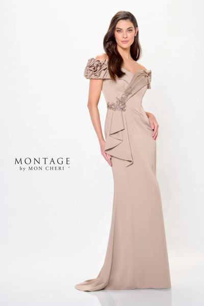 Montage by Mon Cheri 219975 Tulle Off Shoulder V-Neck Dress