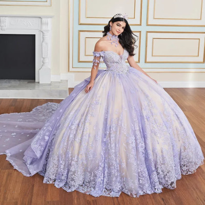 Princesa by Ariana Vara PR30172 Sequin Beaded Long Ball Gown