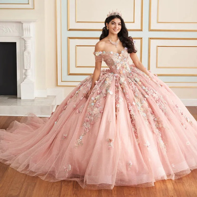 Princesa by Ariana Vara PR30175 Glitter Tulle Long Ball Gown