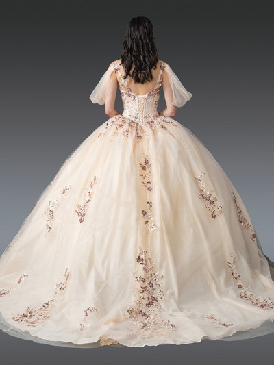 Dancing Queen 1927 Beaded Bodice Floral Strapless Ball Gown