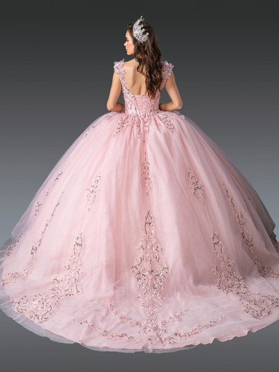 Dancing Queen 1925 Embroidered Lace V-Neck Long Ball Gown