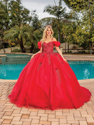 Dancing Queen 1873 Off-the-Shoulder Tulle Beaded Ballgown