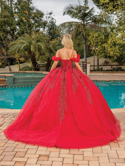 Dancing Queen 1873 Off-the-Shoulder Tulle Beaded Ballgown