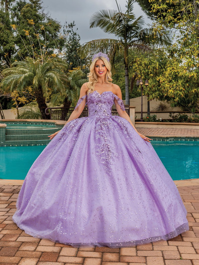 Dancing Queen 1862 Embroidered Off-Shoulder Glitter Ballgown