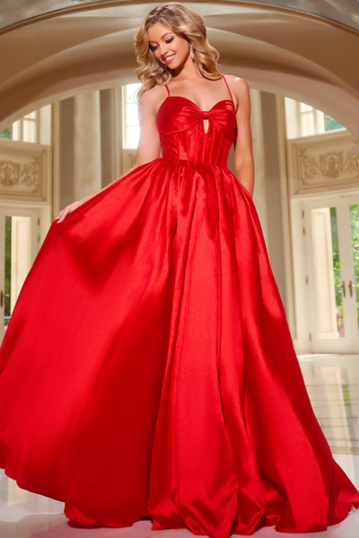 Jovani 43199 Spaghetti Strap V-neckline Long Dress