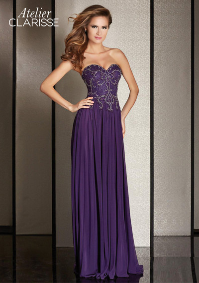 Clarisse M6229 Beaded Mesh Sweetheart Neck Strapless Dress