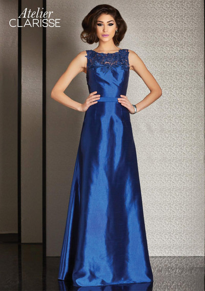 Clarisse M6235 Lace Taffeta Sleeveless Long Ball Gown