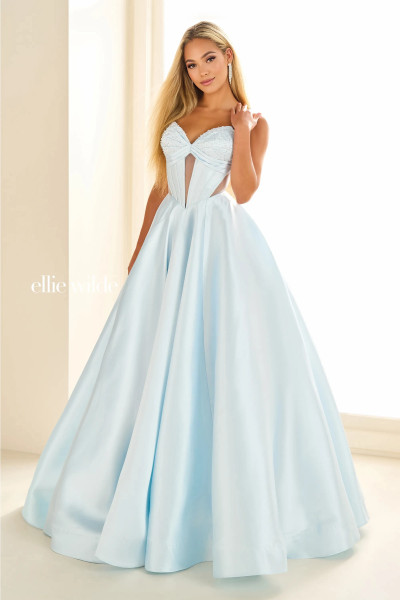 Ellie Wilde by Mon Cheri EW36025 Satin Strapless Long Dress