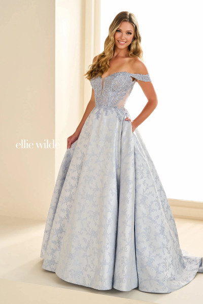 Ellie Wilde by Mon Cheri EW36078 Brocade Lace Applique Dress Ellie Wilde by Mon Cheri EW36078 Brocade Lace Applique Dress