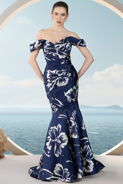 Janique 2601 Off-Shoulder Sleeve V-Neck Evening Long Dress Janique 2601 Off-Shoulder Sleeve V-Neck Evening Long Dress