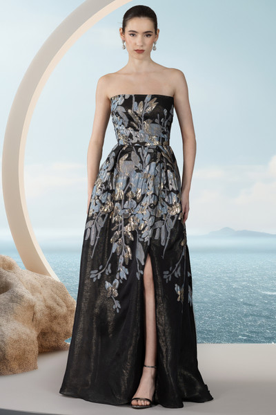 Janique 251018 Straight Neck Strapless Evening Long Dress