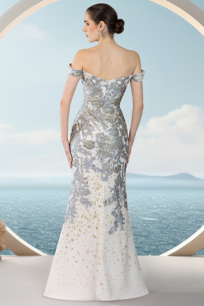 Janique 251021 Straight Neck Off Shoulder Evening Dress