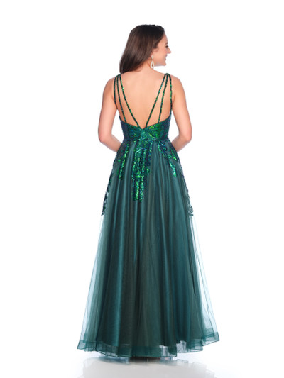 Dave and Johnny 12064 Sequins V-neck Sleeveless Long Dress